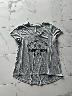 Gray Graphic Tee with 'Pumpkin Spice' Text